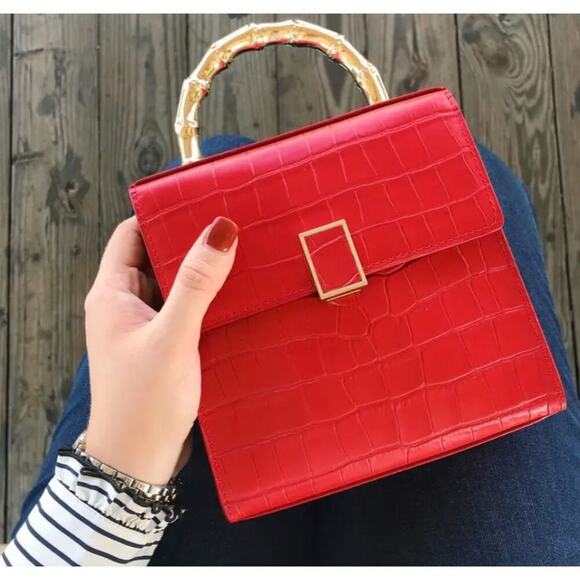 Loeffler Randall Red Tani Mini Square Crossbody Bag - Picture 2 of 11
